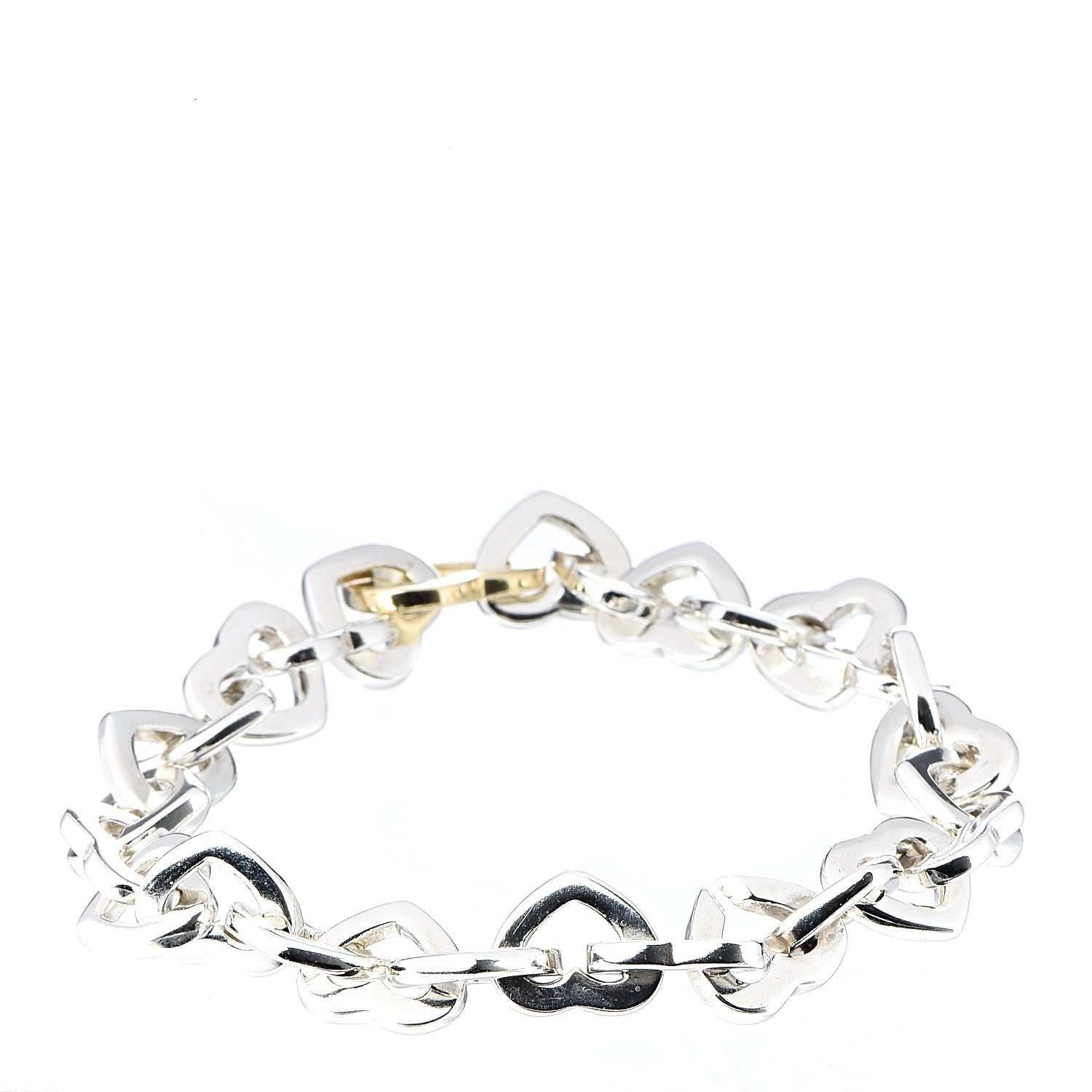 Tiffany Sterling Silver 18K Yellow Gold Heart Links Bracelet 3 of 4