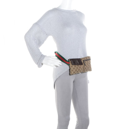 Gucci GG Monogram Web Double Pocket Belt Bag Dark Brown 2 of 7