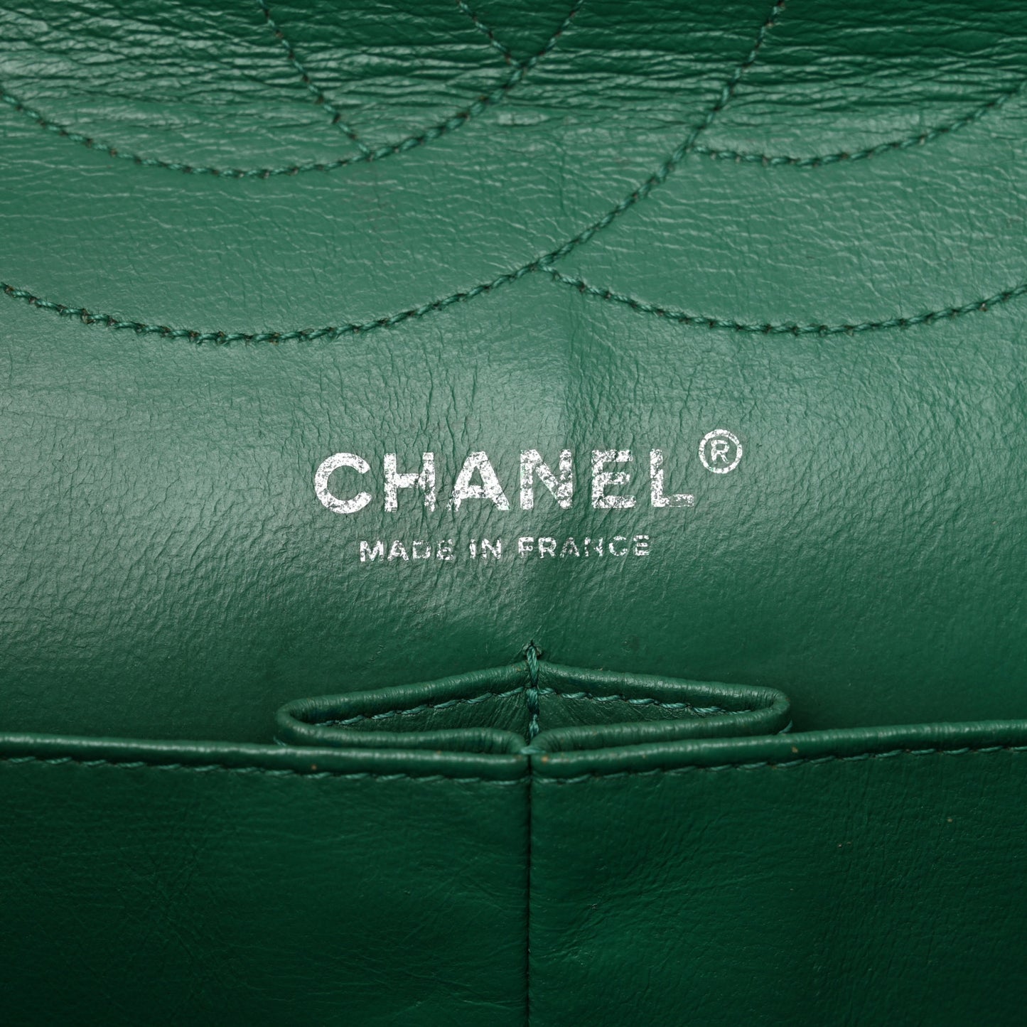 Distressed Patent Quilted 2.55 Reissue 227 Flap Green