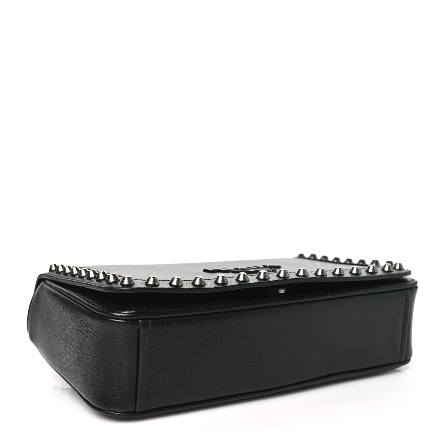 Glace Calfskin Studded Crossbody Black