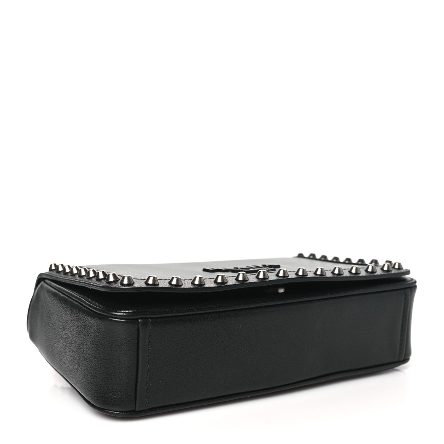 Prada Glace Calfskin Studded Crossbody Black 4 of 9