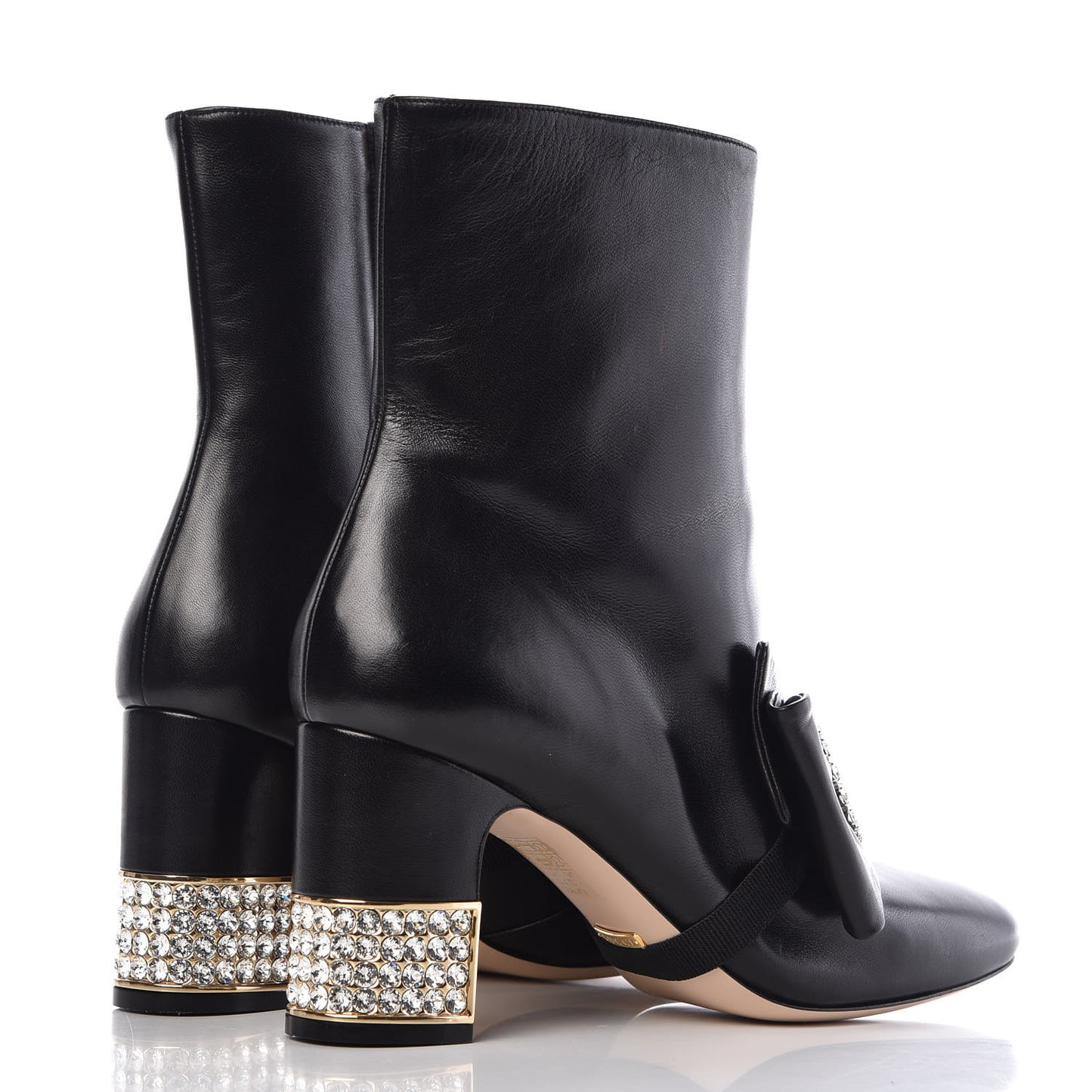 Nappa Removable Bow Candy Ankle Boots 40 Black