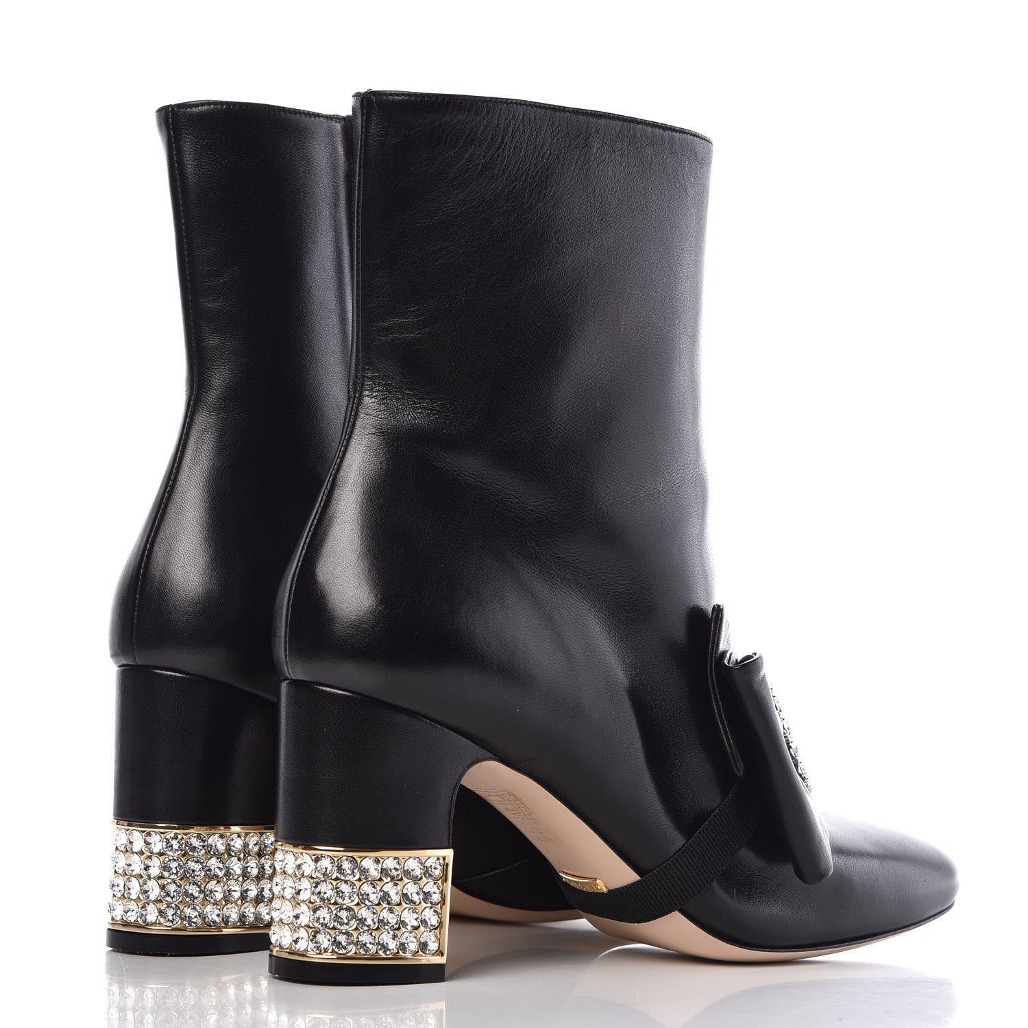 Gucci Nappa Removable Bow Candy Ankle Boots 40 Black 7 of 17