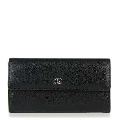 Chanel Caviar Sevruga Long Flap Wallet Black 1 of 8