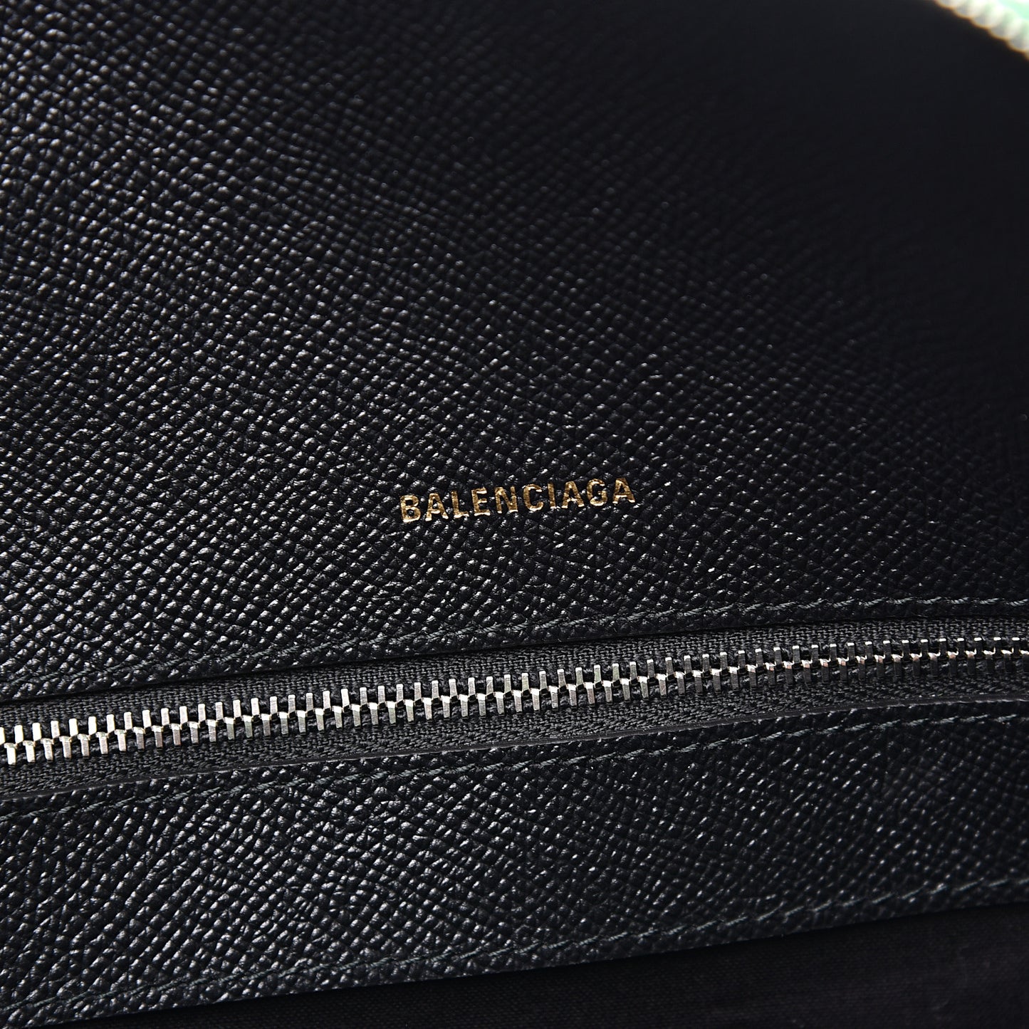 Signature Grained Calfskin Logo M Ville Top Handle Bag Green