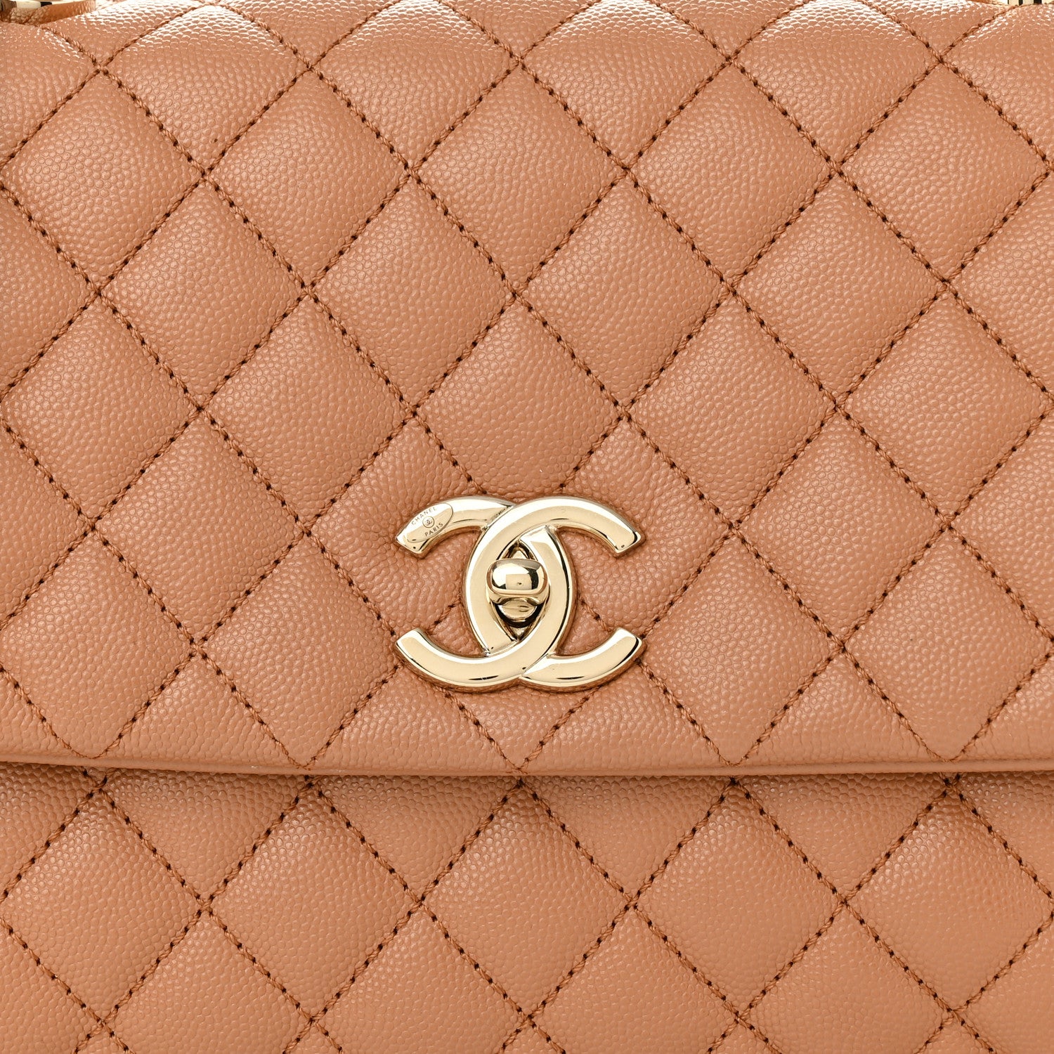 Chanel Caviar Quilted Lizard Embossed Small Coco Handle Flap Brown 8 of 10