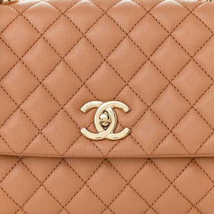 Chanel Caviar Quilted Lizard Embossed Small Coco Handle Flap Brown 8 of 10