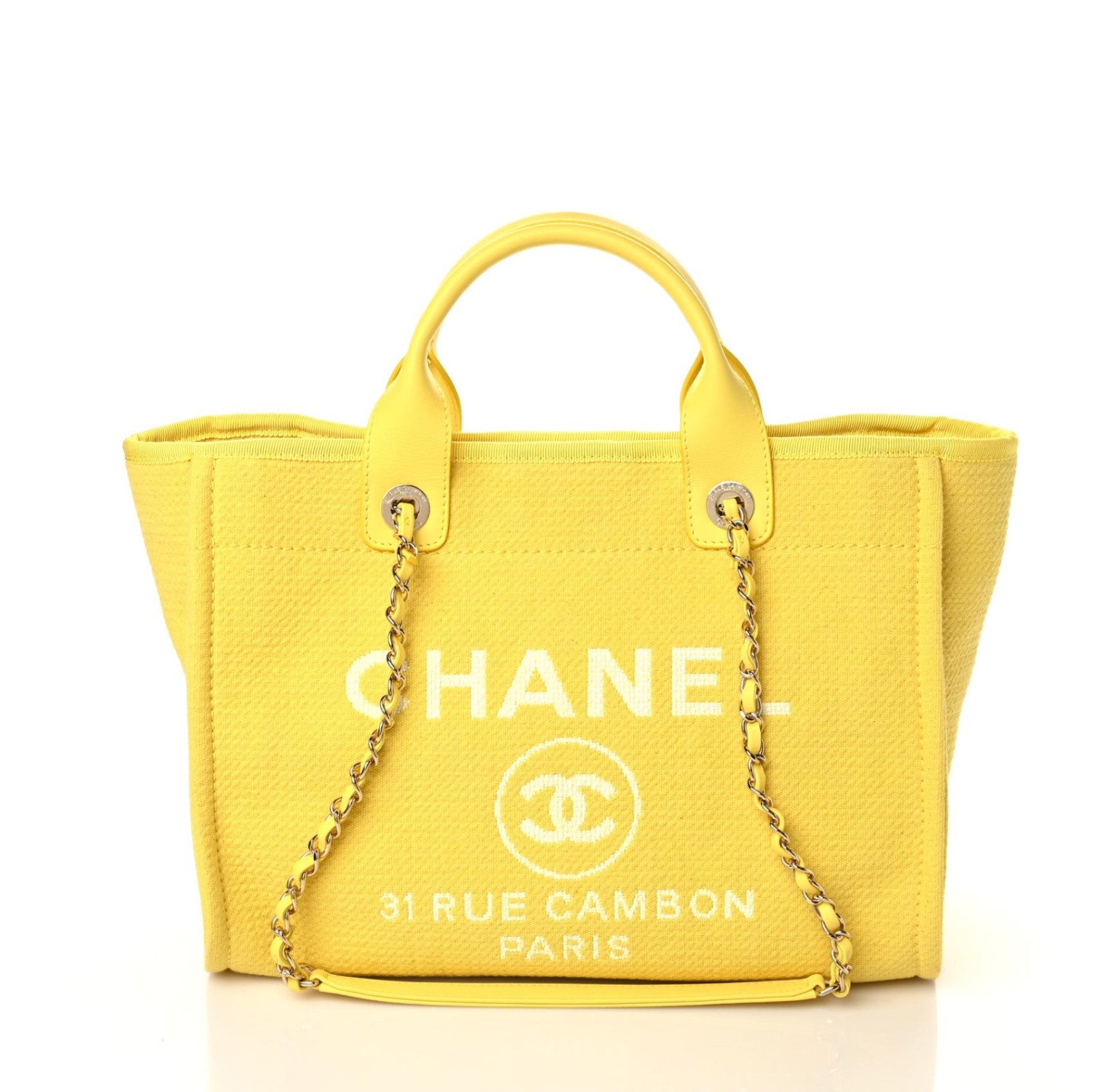 Chanel Mixed Fibers Small Deauville Tote Yellow 3 of 10