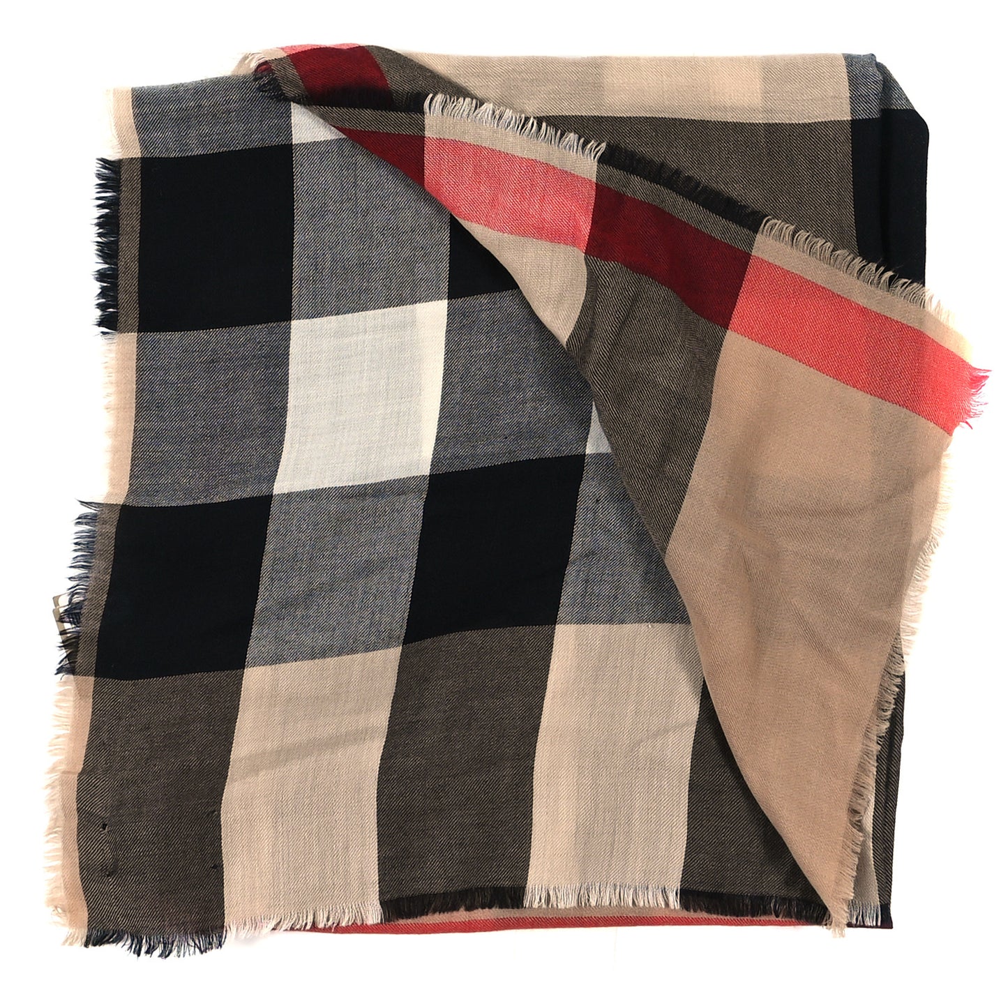 Cashmere Mega Check Lightweight Scarf Camel
