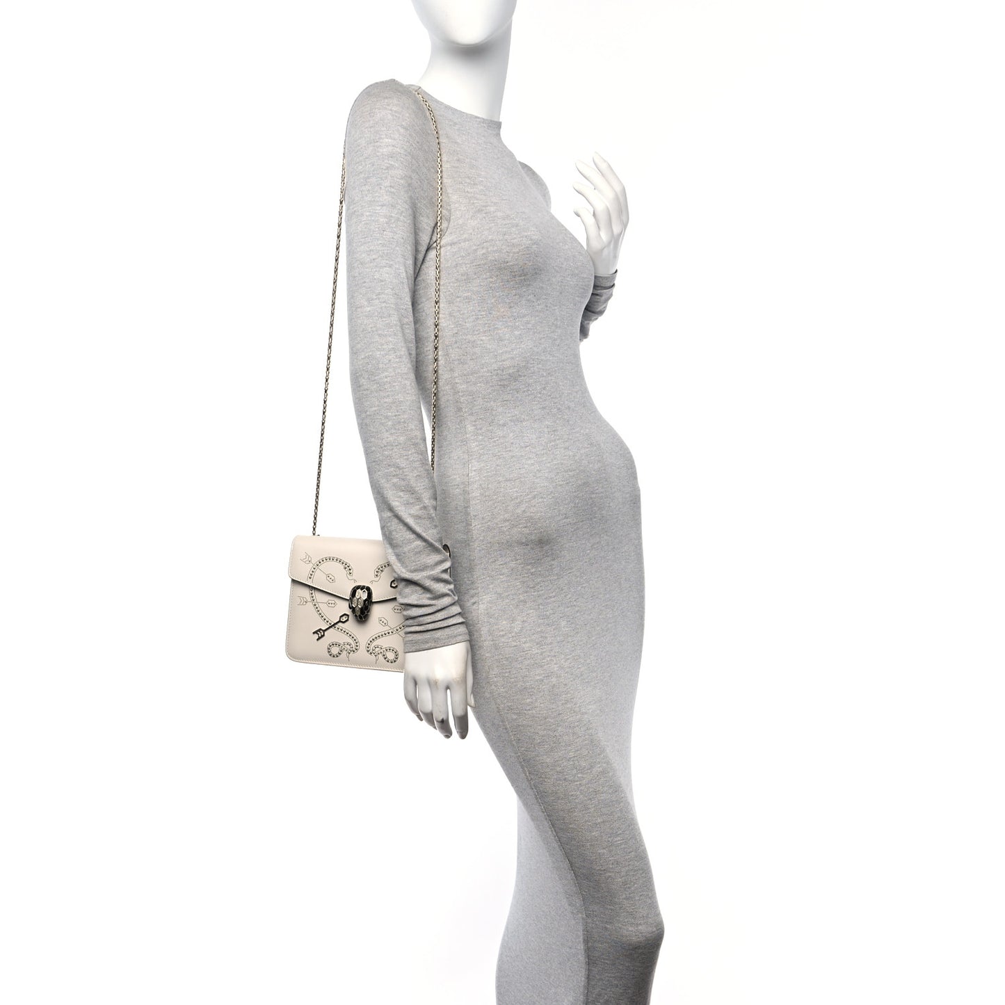 Calfskin Studded Serpenti In Love Forever Crossbody Bag White