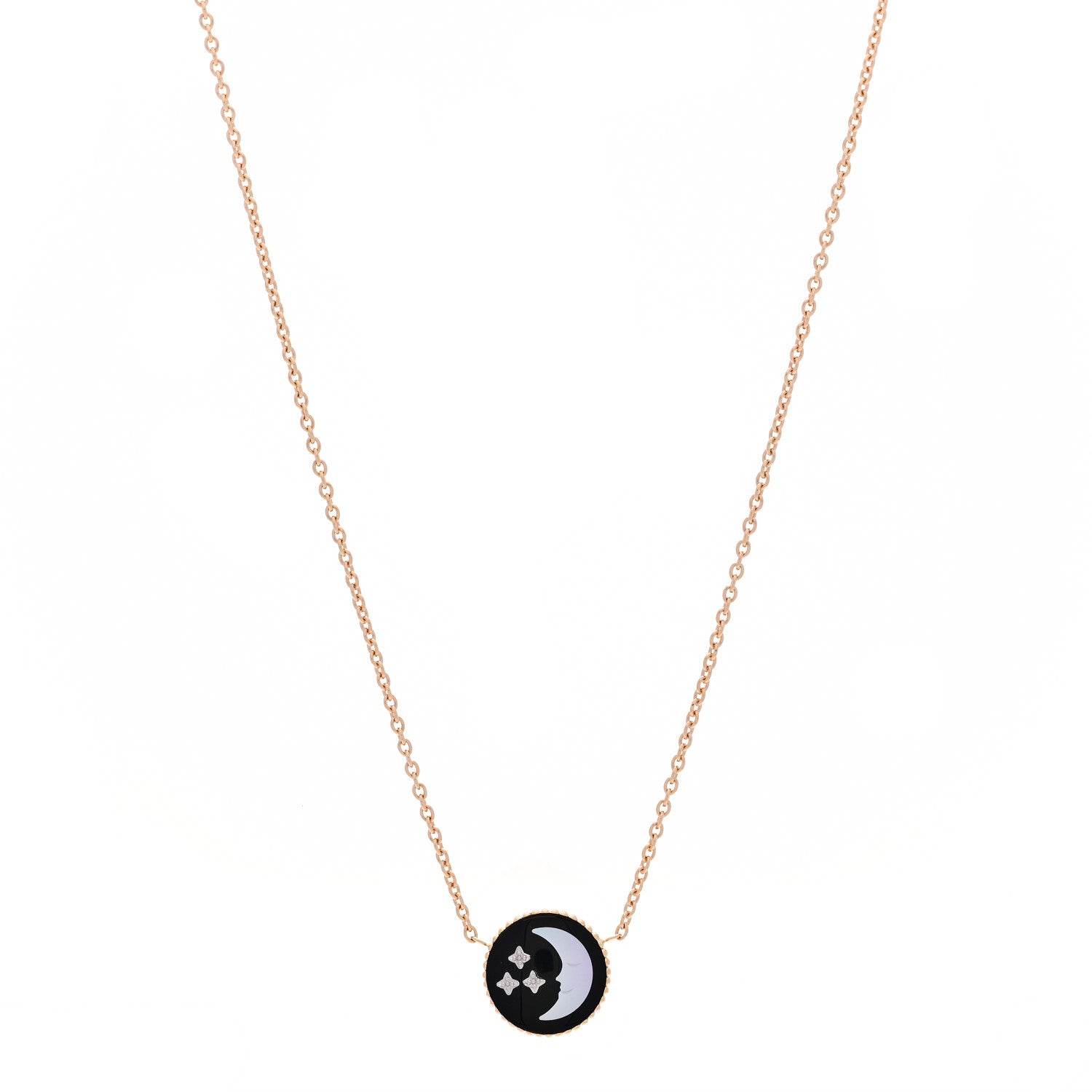 Christian Dior 18K Yellow White Gold Diamond Black Onyx Mother of Pearl Rose Celeste Pendant Necklace 1 of 9