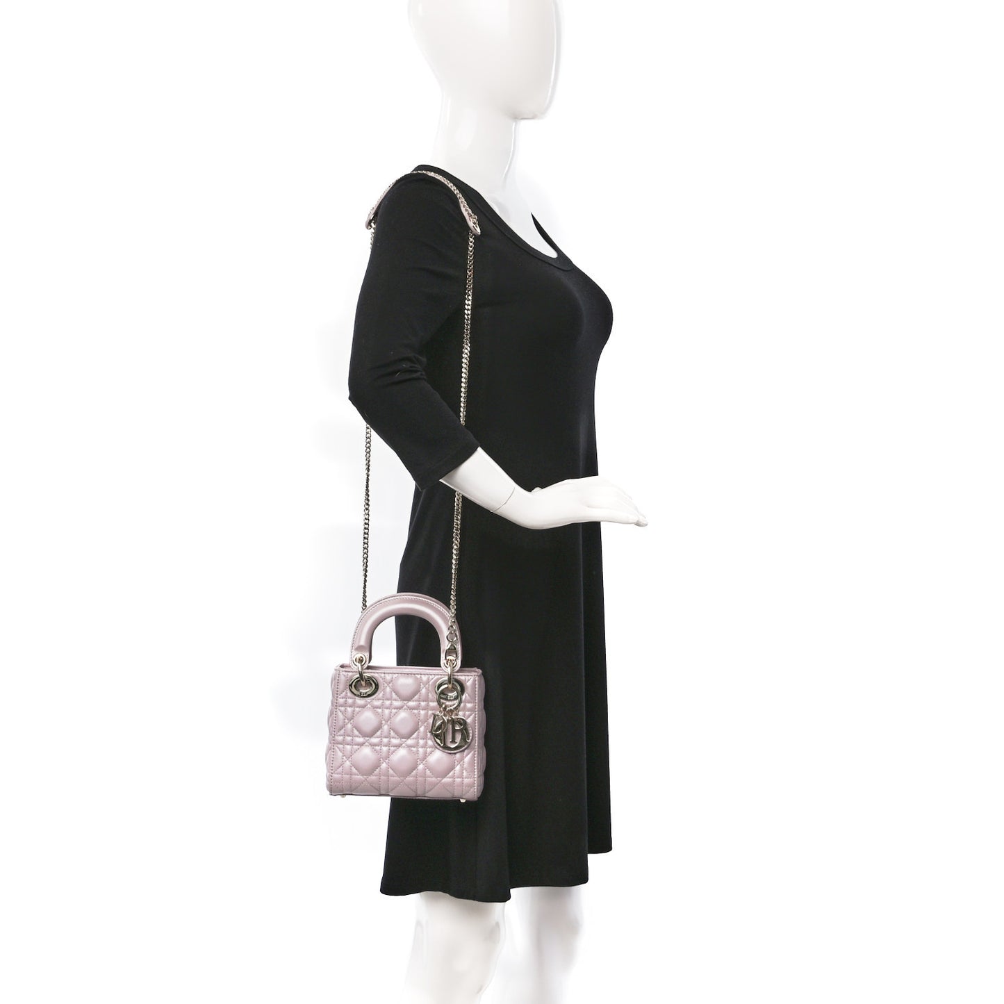 Metallic Lambskin Cannage Mini Lady Dior Lotus