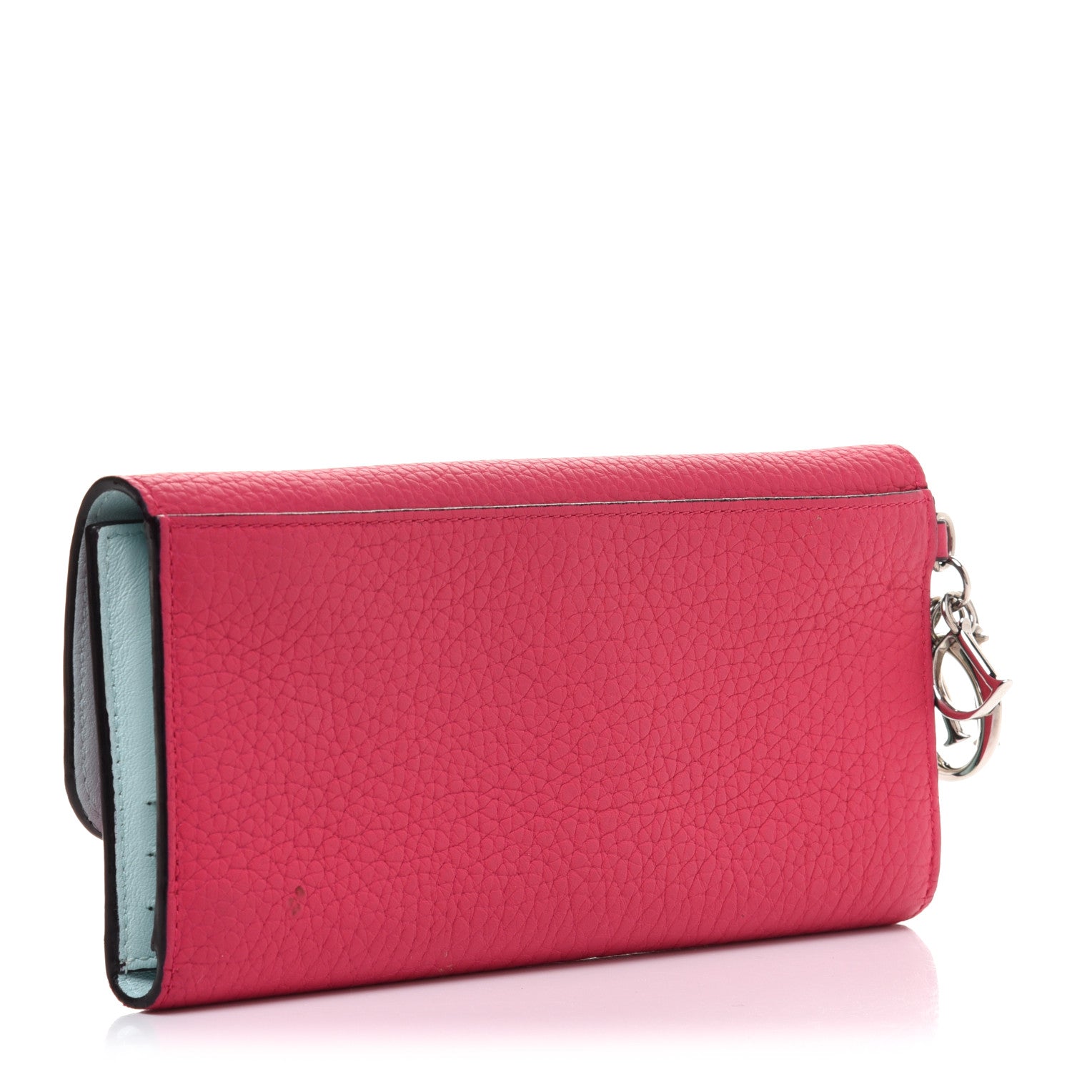Christian Dior Bullcalf Diorissimo Long Wallet Fuchsia Sky Blue 3 of 11