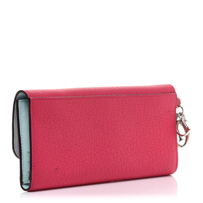 Christian Dior Bullcalf Diorissimo Long Wallet Fuchsia Sky Blue 3 of 11