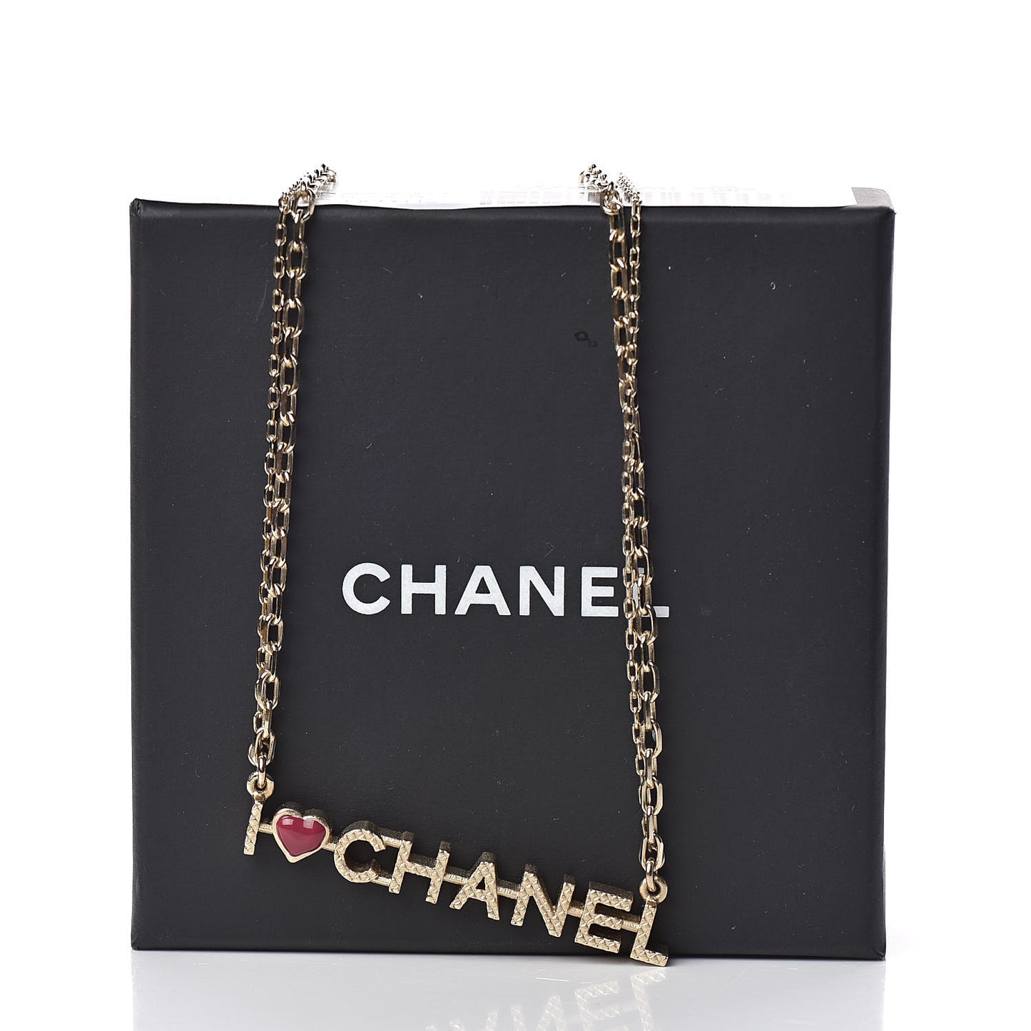 Quilted I Heart Logo Necklace Gold