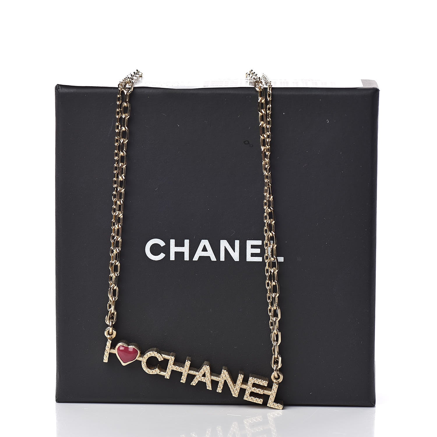 Chanel Quilted I Heart Logo Necklace Gold 6 of 6