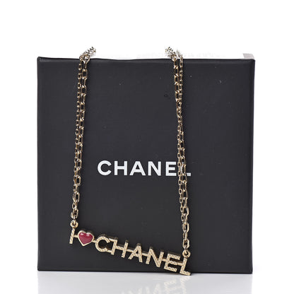 Chanel Quilted I Heart Logo Necklace Gold 6 of 6