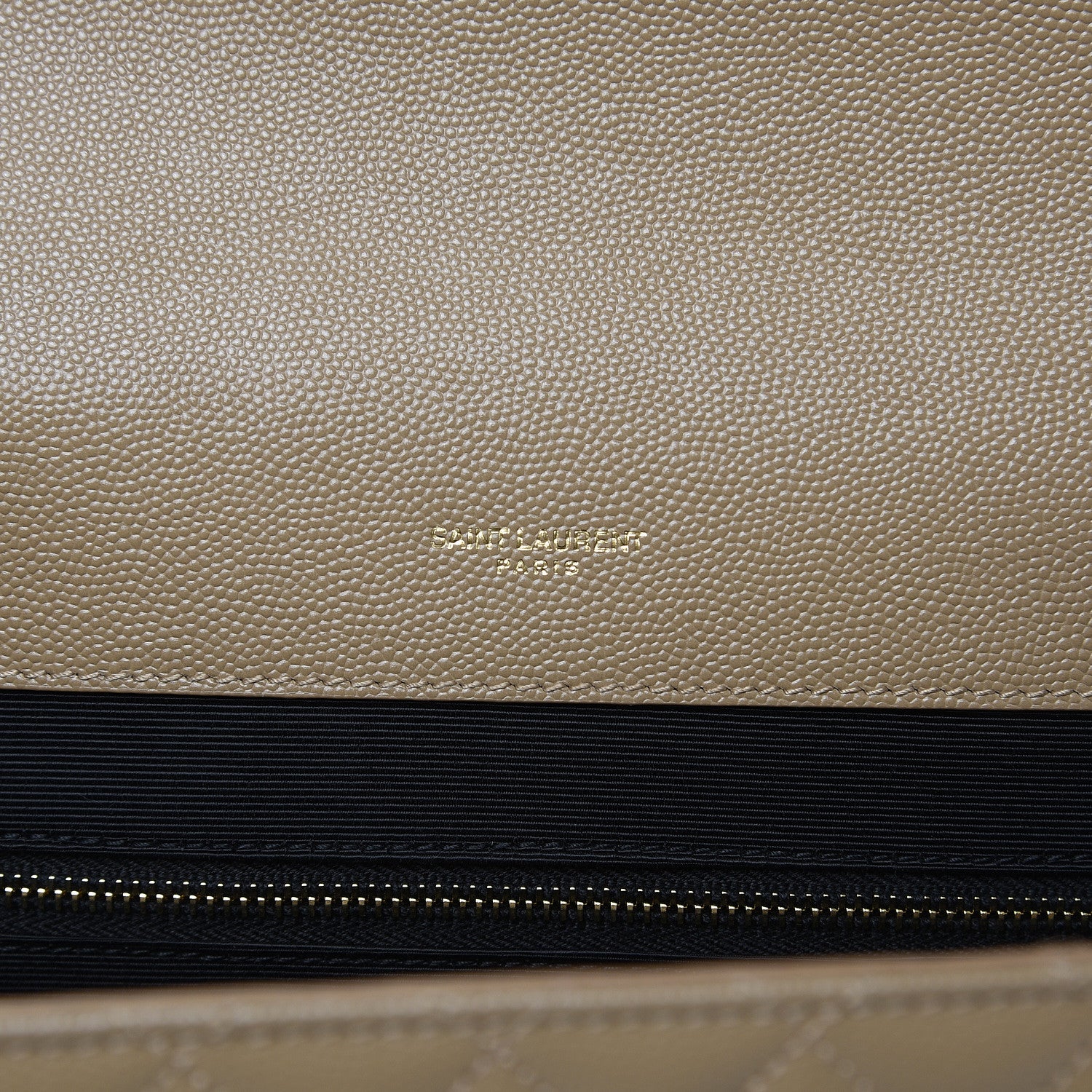 Saint Laurent Grain De Poudre Mixed Matelasse Large Triquilt Monogram Satchel Dark Beige 6 of 9