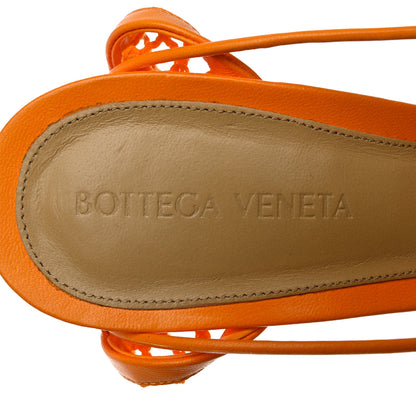 Bottega Veneta Mesh Nappa Stretch Ankle Tie Sandals 38.5 Tangerine 6 of 10