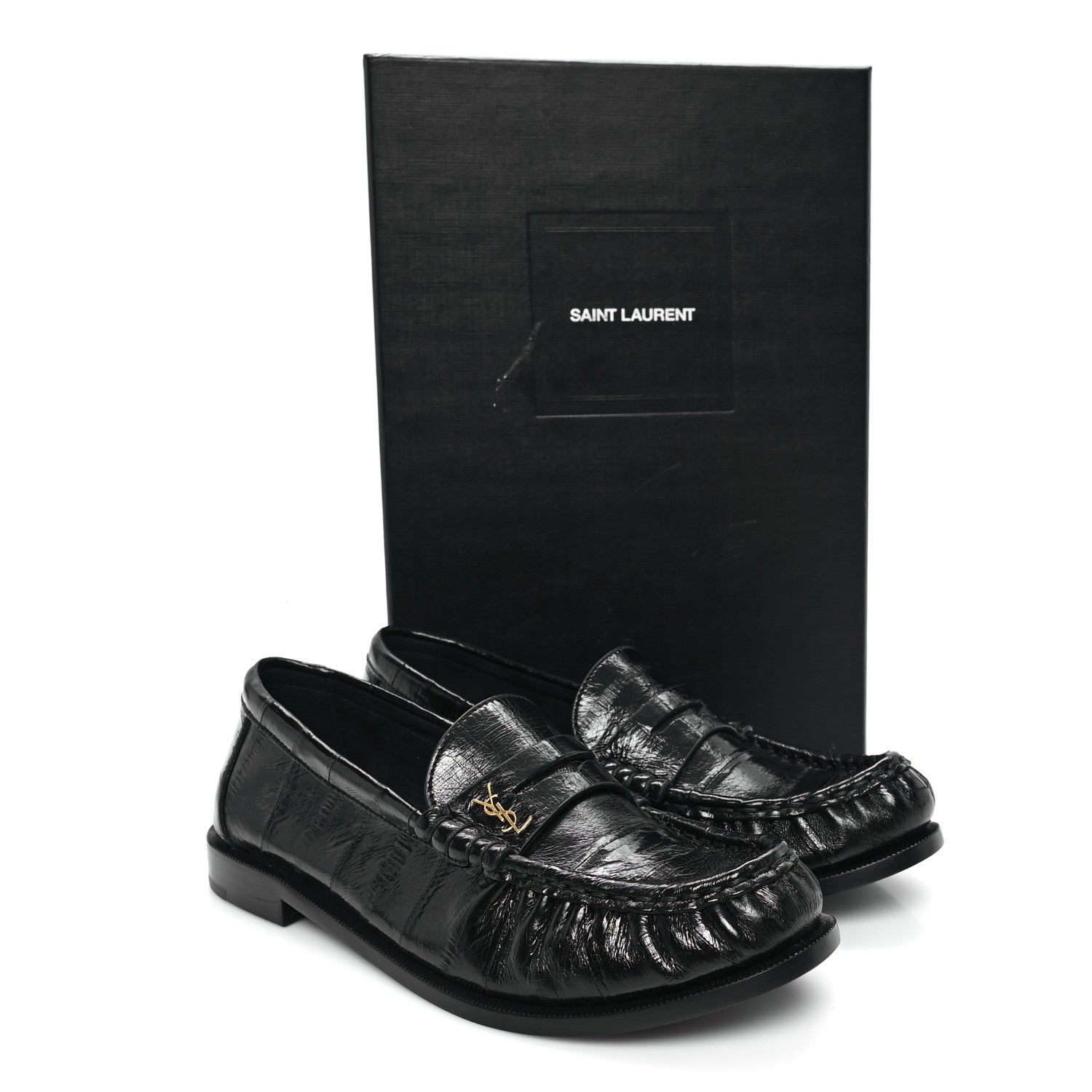 Saint Laurent Supple Eel Le 15 Loafer Penny Slippers 37.5 Black 10 of 10