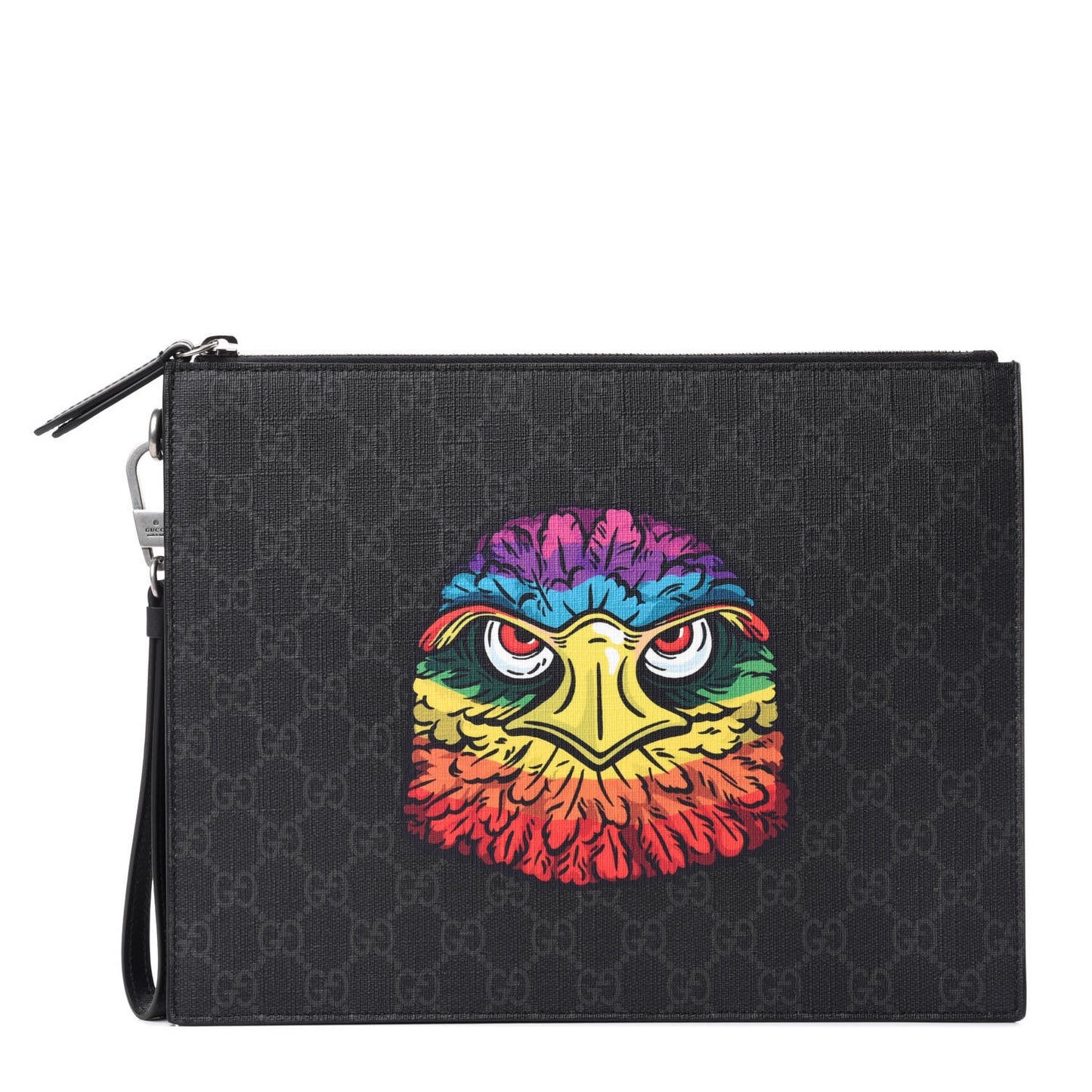 GG Supreme Monogram Rainbow Eagle Documents Holder Black Grey Multicolor