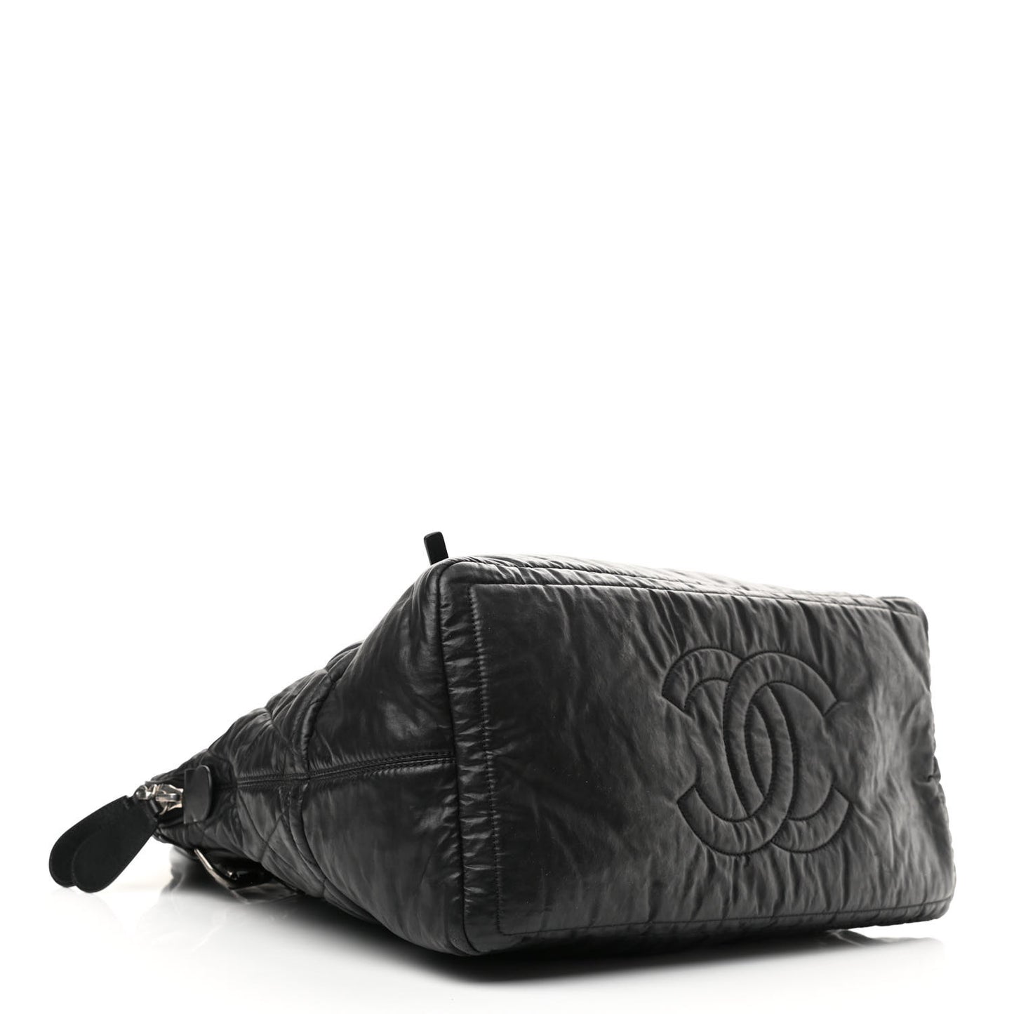 Coated Canvas Quilted Medium Garment Travel Bag Black