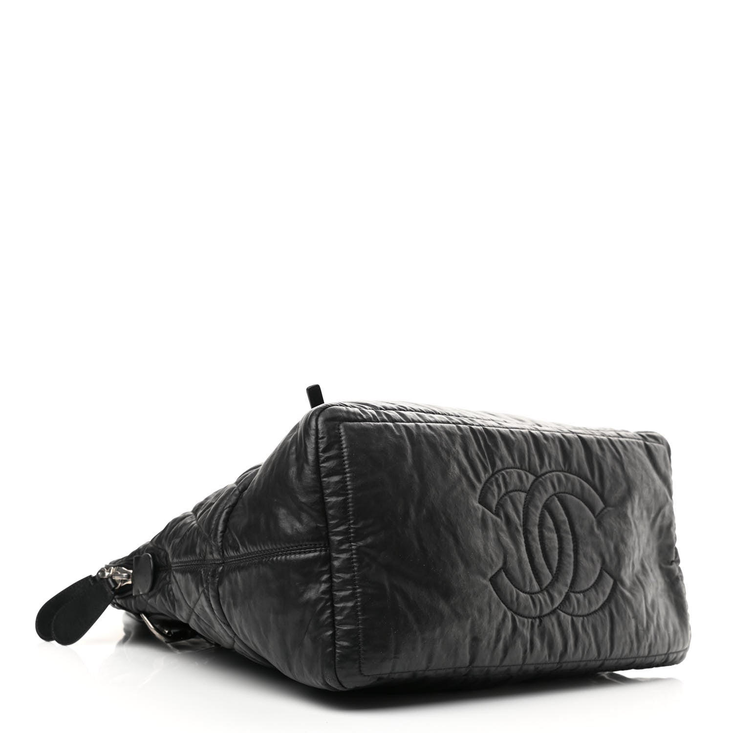 Chanel Coated Canvas Quilted Medium Garment Travel Bag Black 3 of 10