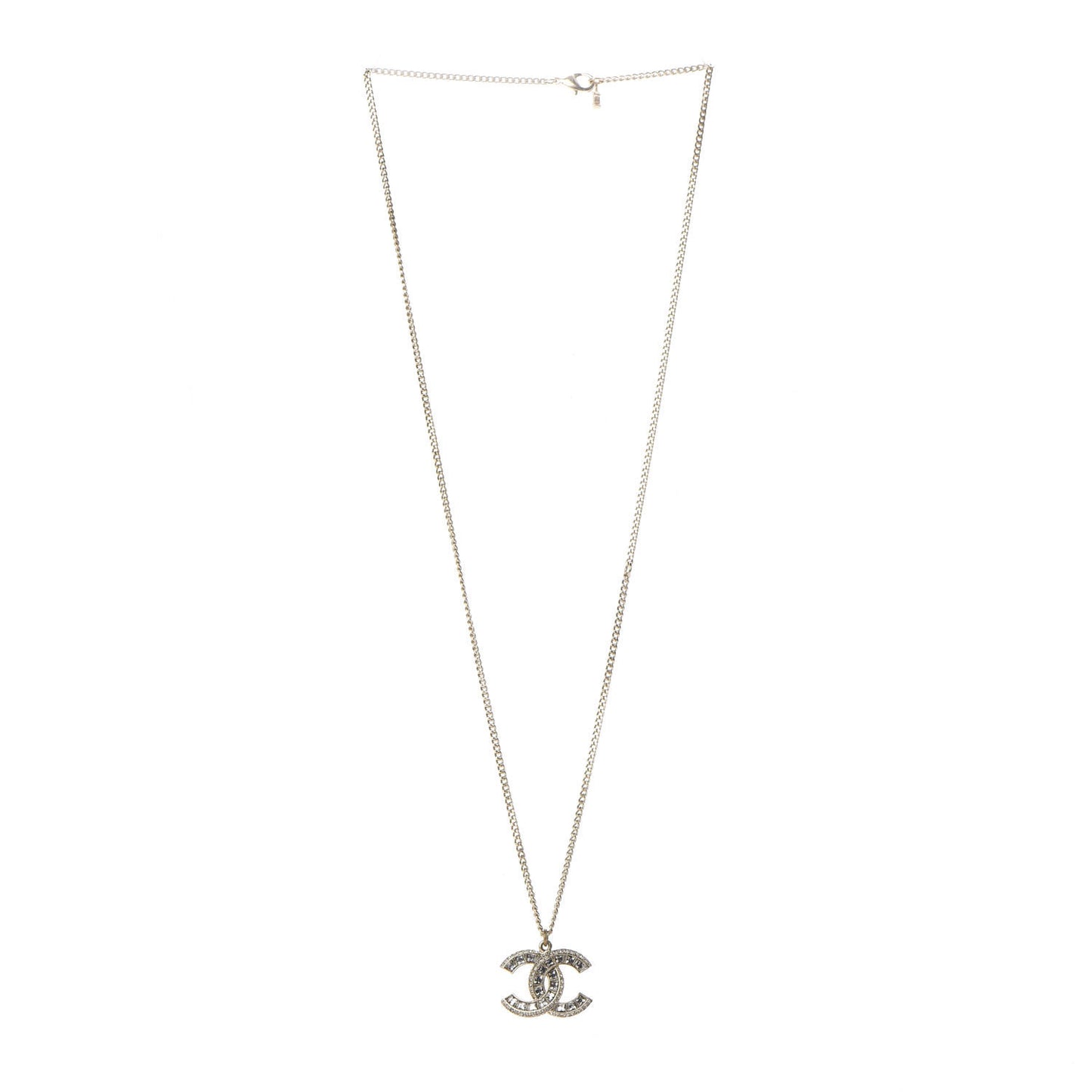 Crystal CC Pendant Necklace Gold