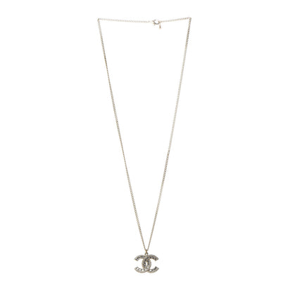 Chanel Crystal CC Pendant Necklace Gold 3 of 5
