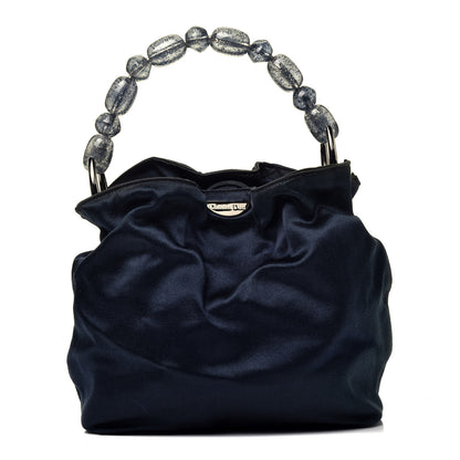 Christian Dior Satin Pearl Beaded Mini Maris Tote Blue 1 of 9