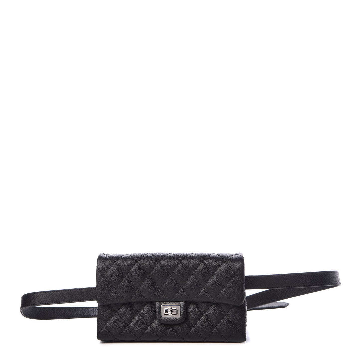 Grained Calfskin Quilted 2.55 Reissue Flap Belt Bag Clutch Black
