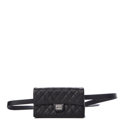 Chanel Grained Calfskin Quilted 2.55 Reissue Flap Belt Bag Clutch Black 1 of 11