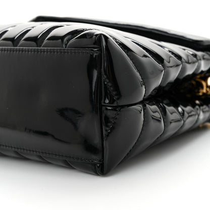 Saint Laurent Patent Y Quilted Monogram Small Loulou Chain Satchel Black 10 of 11