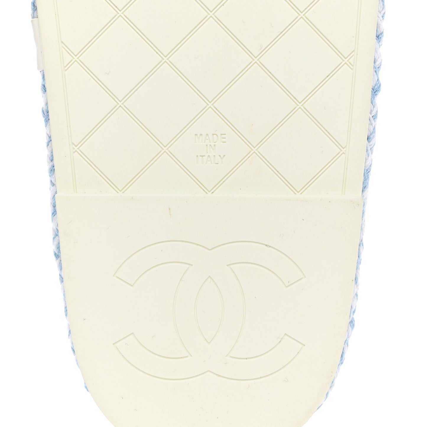Lambskin Cord Chain CC Sandals 38 Blue White