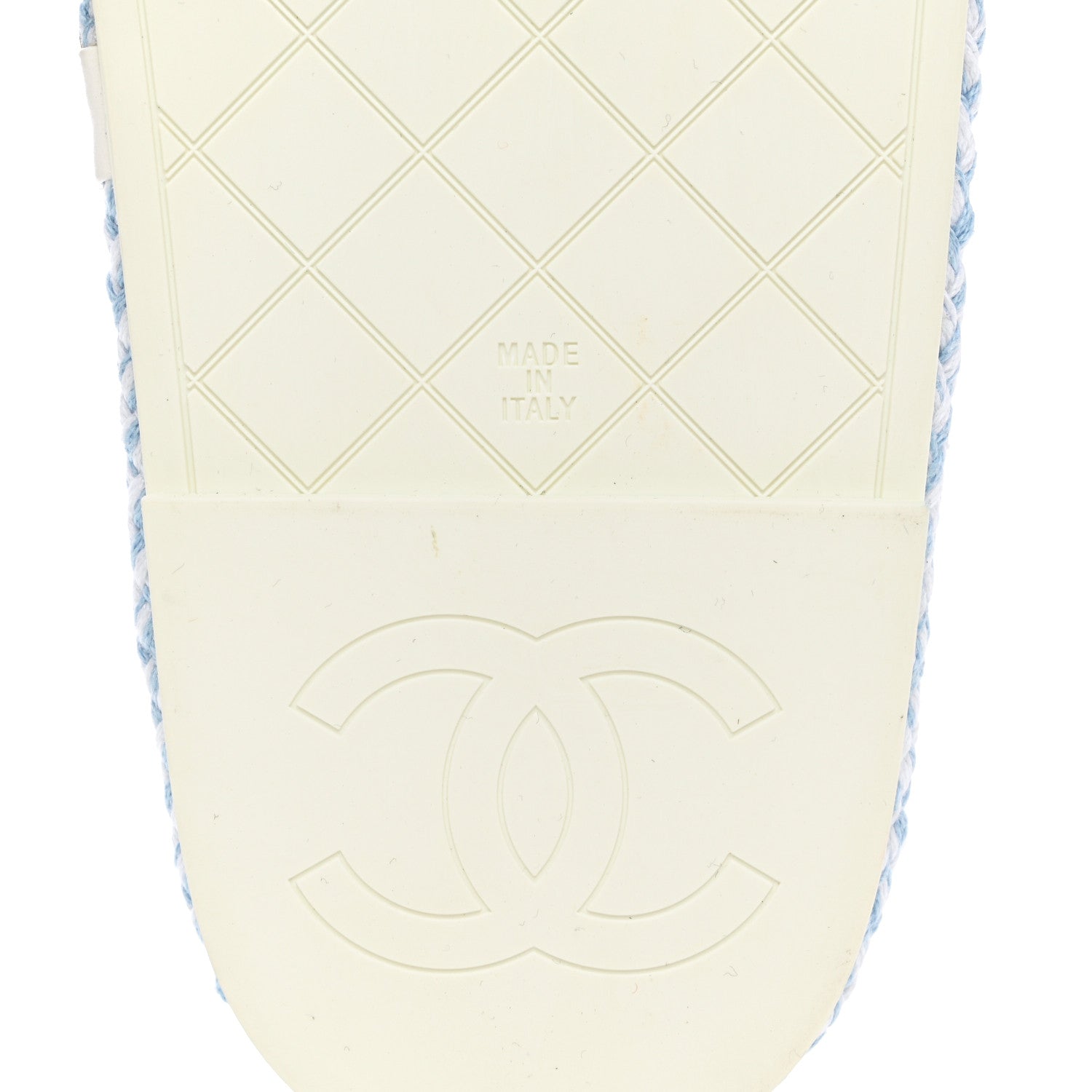 Chanel Lambskin Cord Chain CC Sandals 38 Blue White 9 of 10