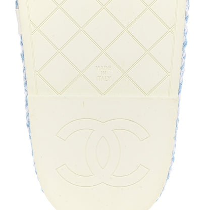 Chanel Lambskin Cord Chain CC Sandals 38 Blue White 9 of 10