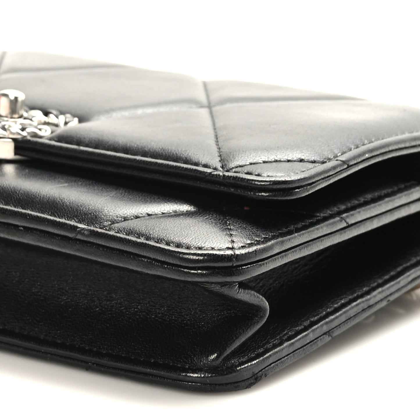 Lambskin Quilted Chanel 19 Wallet On Chain WOC Black