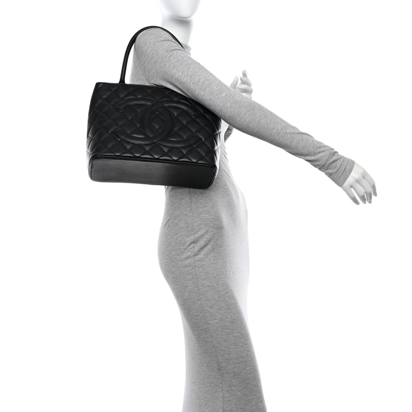 Caviar Quilted Medallion Tote Black