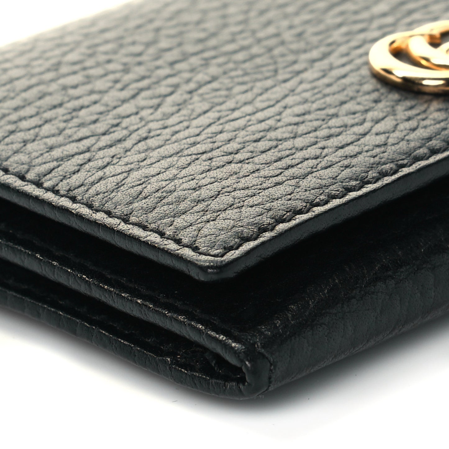 Pebbled Calfskin GG Marmont Card Case Black