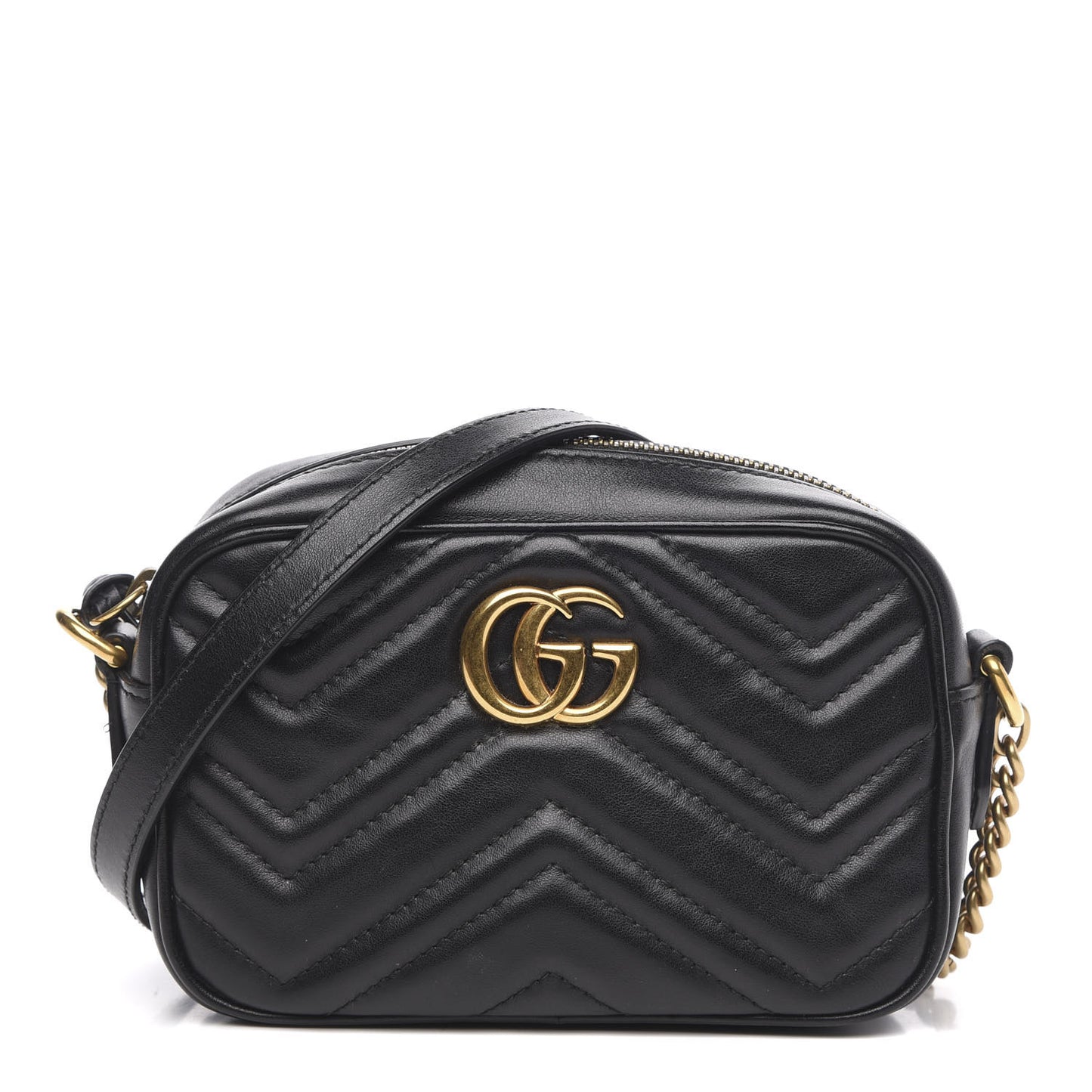 Calfskin Matelasse Mini GG Marmont Chain Shoulder Bag Black