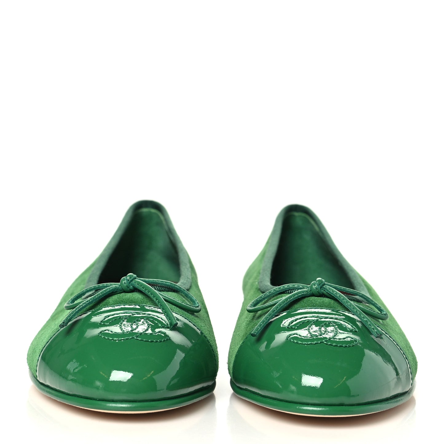 Suede Patent Cap Toe CC Ballerina Flats 37.5 Green