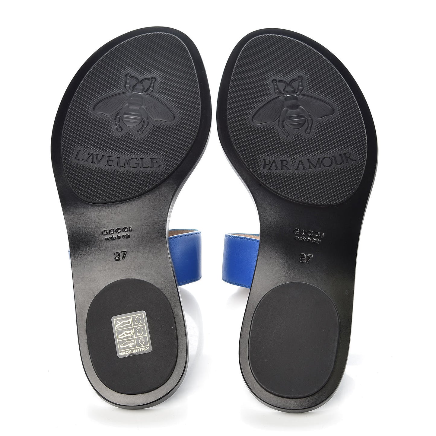 Calfskin Double G Thong Sandals 37 Shiny Electric Blue