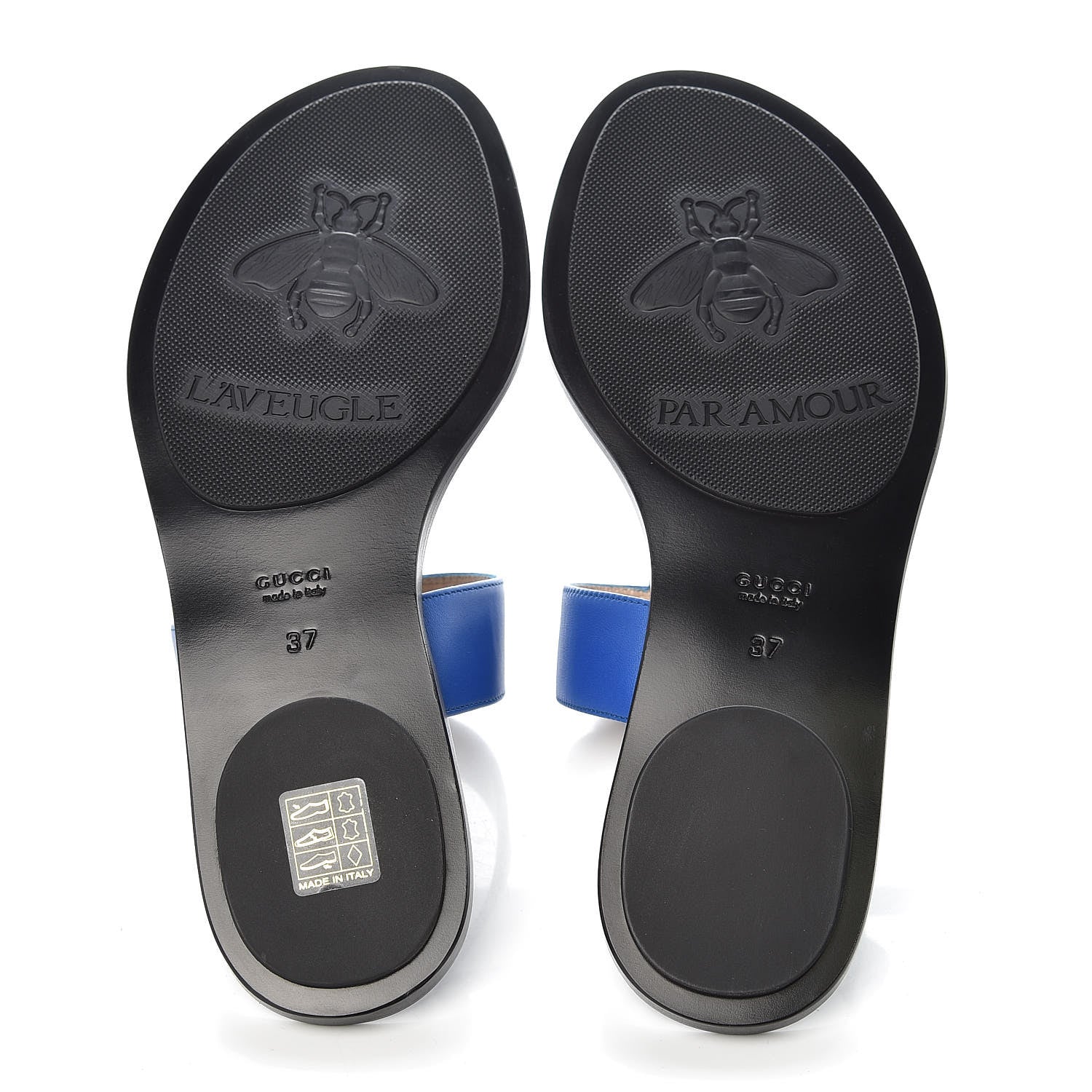 Gucci Calfskin Double G Thong Sandals 37 Shiny Electric Blue 5 of 11