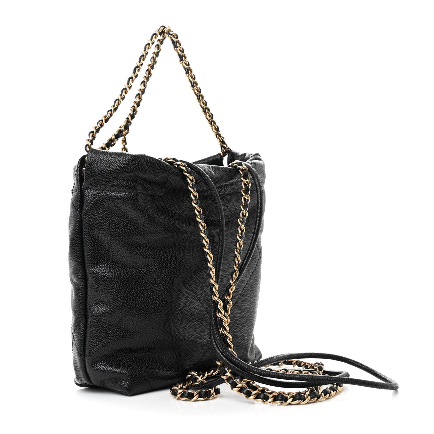 Shiny Caviar Quilted Monochrome Mini Chanel 22 Black