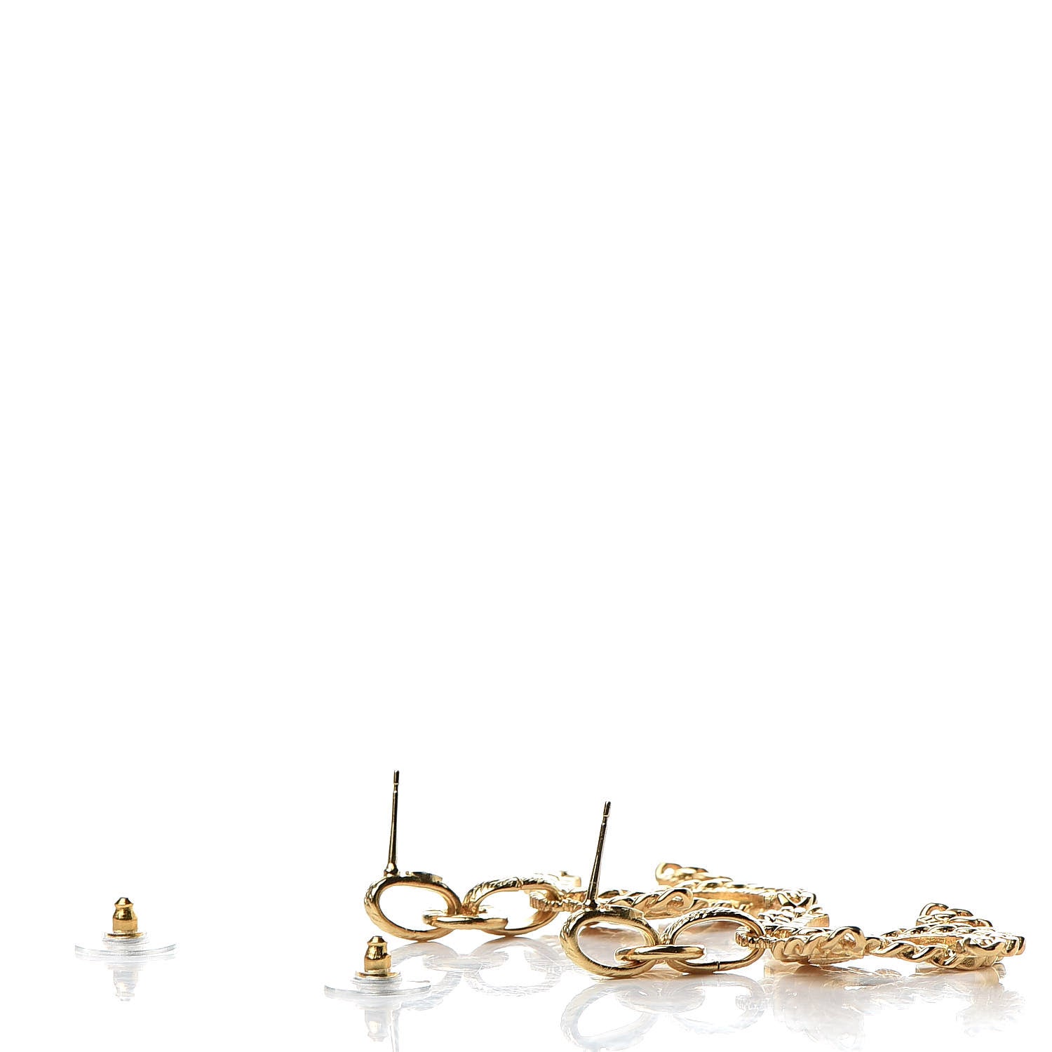 Chanel Metal CC Chain Drop Earrings Gold 3 of 5
