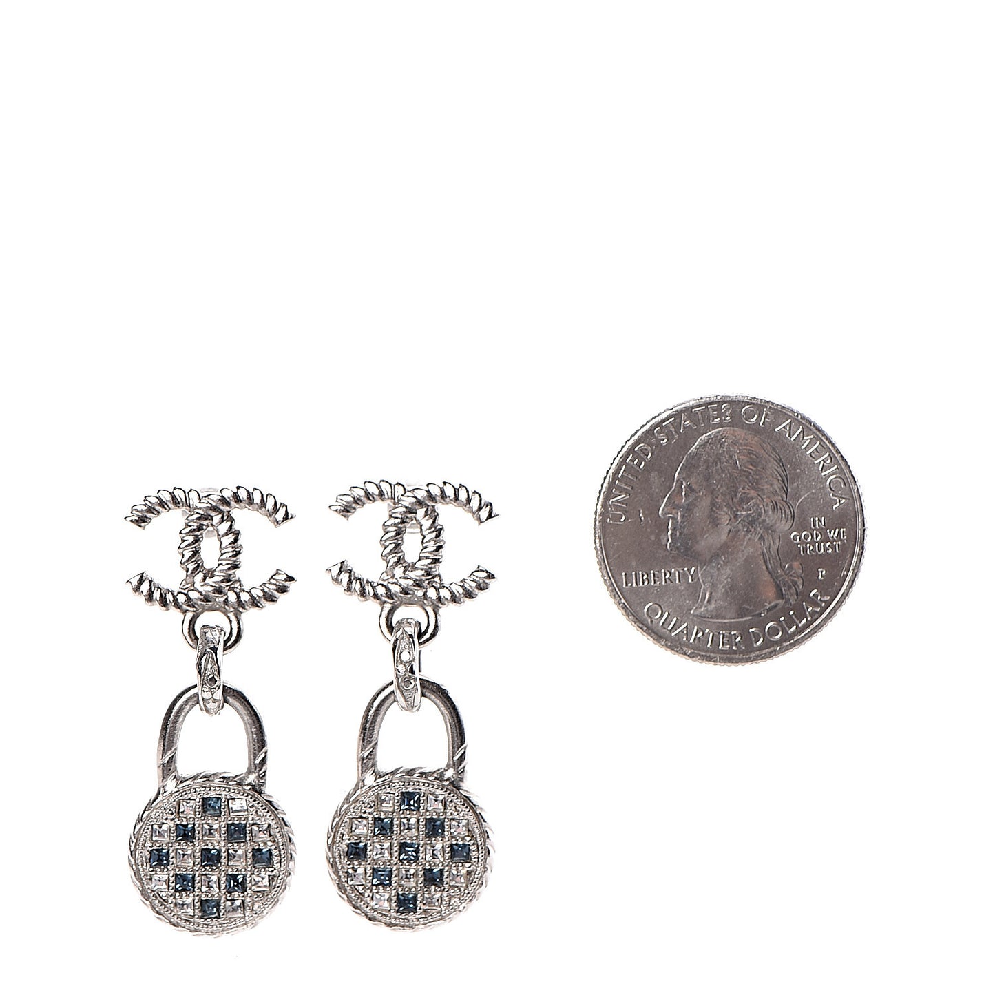 Ruthenium Crystal CC Drop Earrings Blue Silver