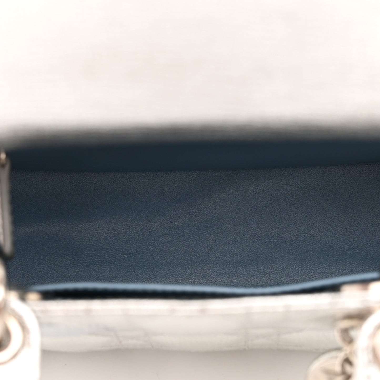 Metallic Grained Calfskin Cannage Small Lucky Badges My Lady Dior Silver