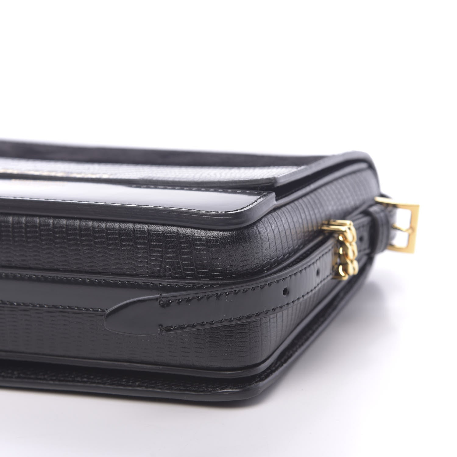 Burberry Calfskin Lizard Embossed Two Tone Small Grace Bag Black 9 of 11