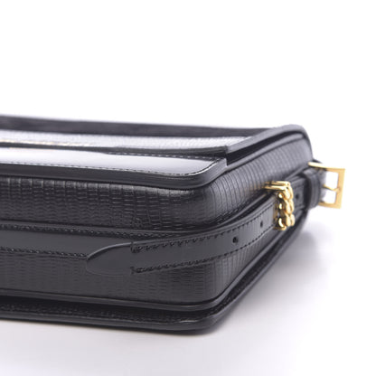 Burberry Calfskin Lizard Embossed Two Tone Small Grace Bag Black 9 of 11
