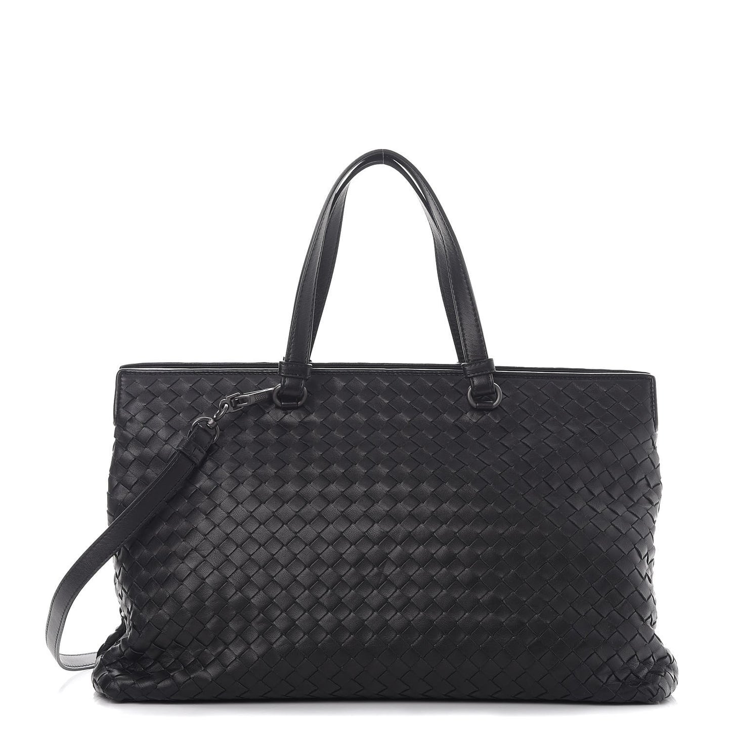 Nappa Intrecciato Large Top Handle Tote Black
